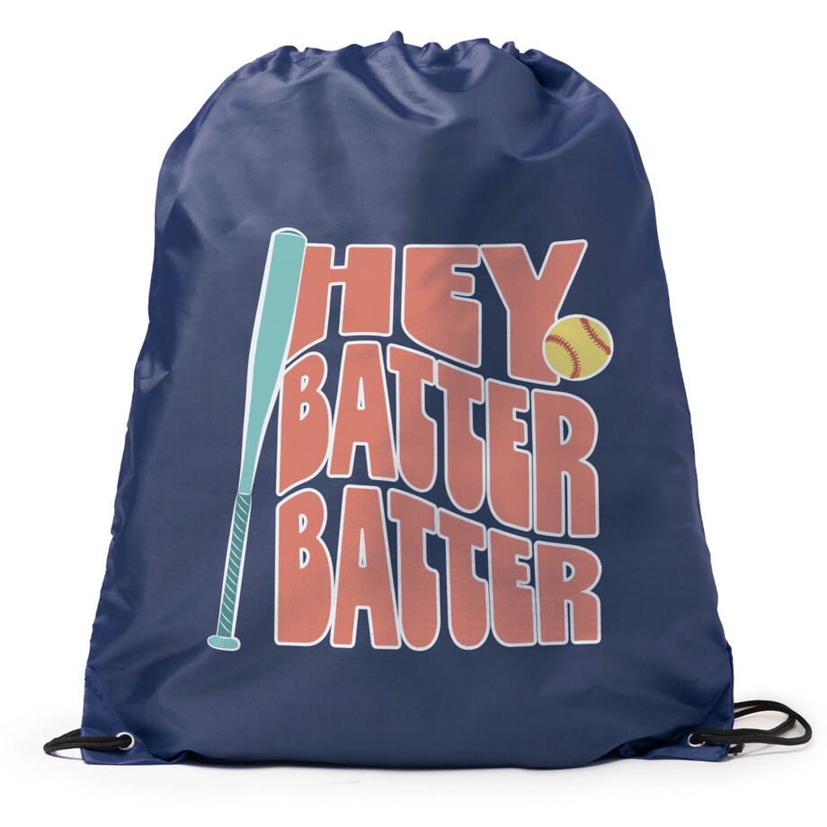 Softball Drawstring Backpack - Hey Batter Batter
