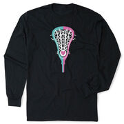 Girls Lacrosse Tshirt Long Sleeve -  Lacrosse Stick Heart