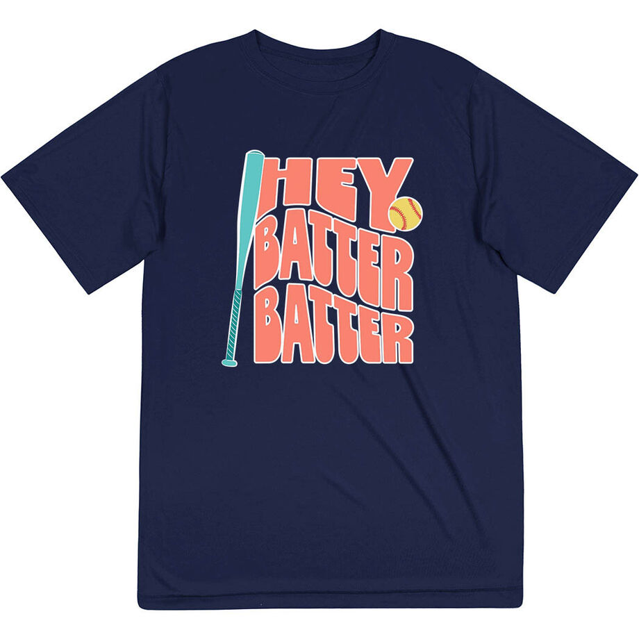 Softball Short Sleeve Performance Tee - Hey Batter Batter