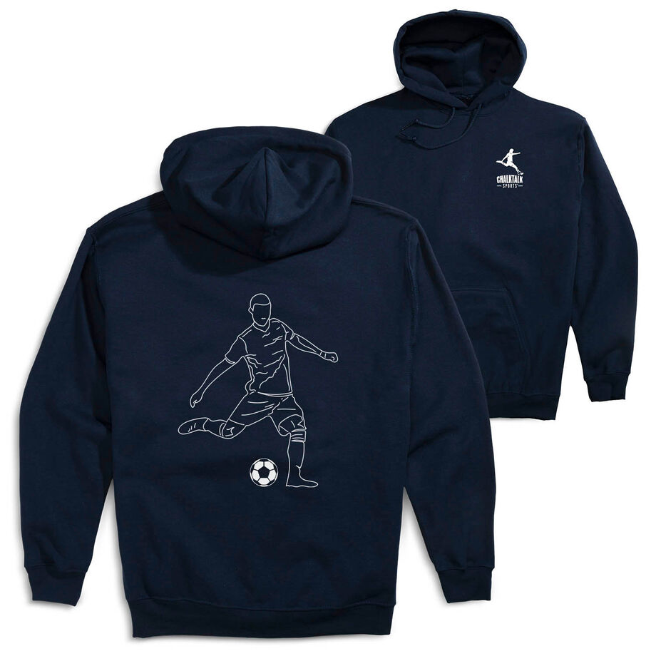 Soccer Hooded Sweatshirt - Soccer Guy Player Sketch (Back Design)