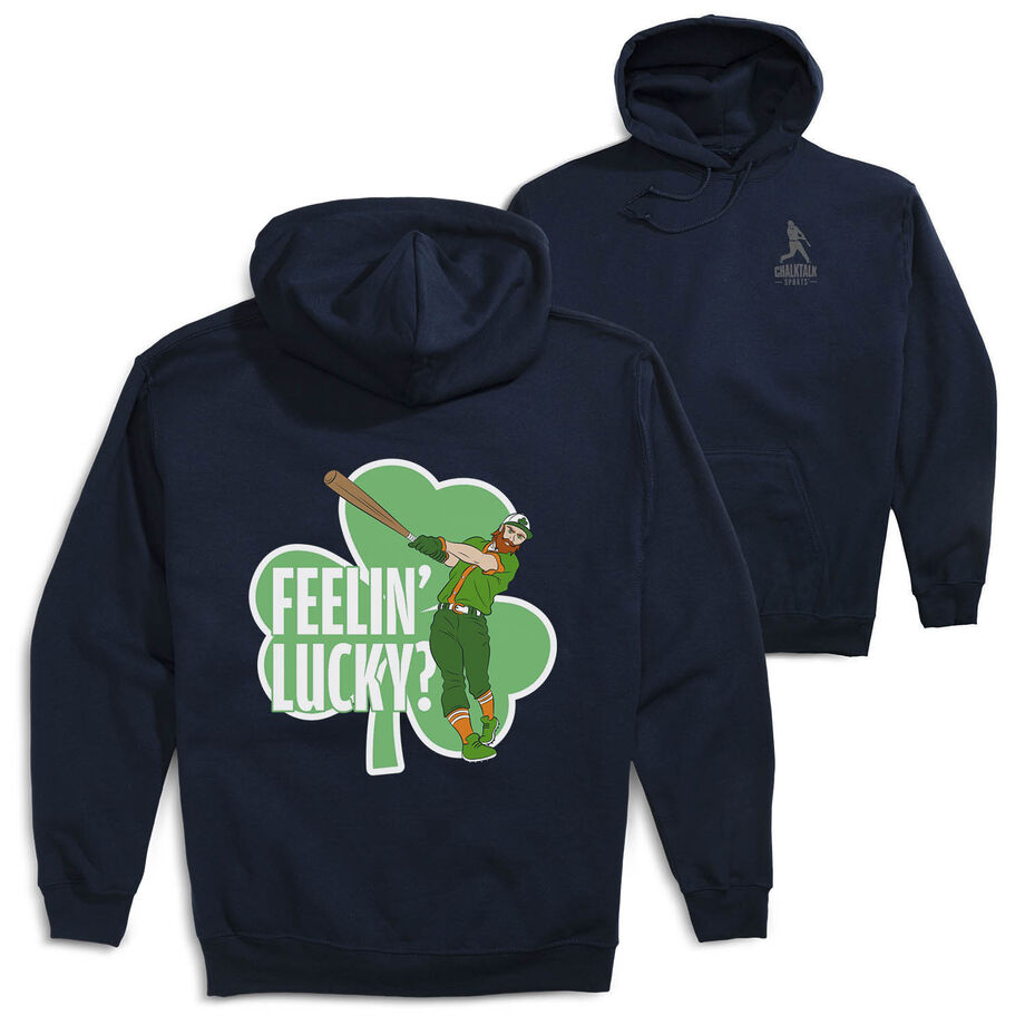 Baseball Hooded Sweatshirt - Feelin' Lucky Baseball (Back Design)