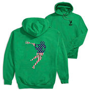 Guys Lacrosse Hooded Sweatshirt - American Flag Silhouette Lacrosse (Back Design)