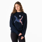 Soccer Crewneck Sweatshirt - Girls Soccer Stars and Stripes Player