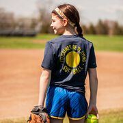 Softball T-Shirt Short Sleeve - I'd Rather Be Playing Softball Distressed (Back Design)