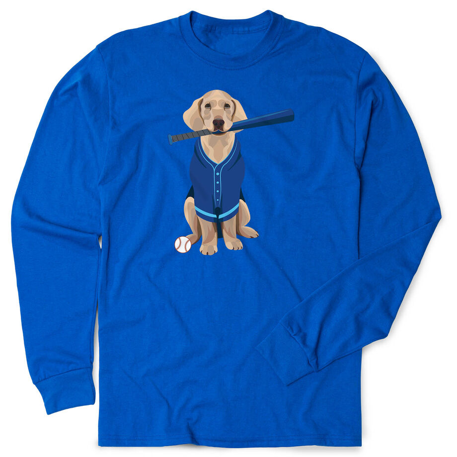 Baseball Tshirt Long Sleeve - Dinger the Baseball Dog