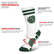 Volleyball Woven Mid-Calf Socks - Ball (White/Green)