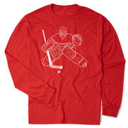 Hockey Tshirt Long Sleeve - Hockey Goalie Sketch