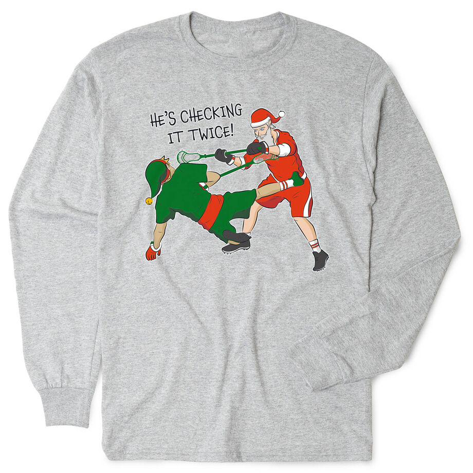 Guys Lacrosse Tshirt Long Sleeve - Checking It Twice Lacrosse