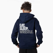 Wrestling Hooded Sweatshirt - Eat Sleep Wrestle (Stack) (Back Design)