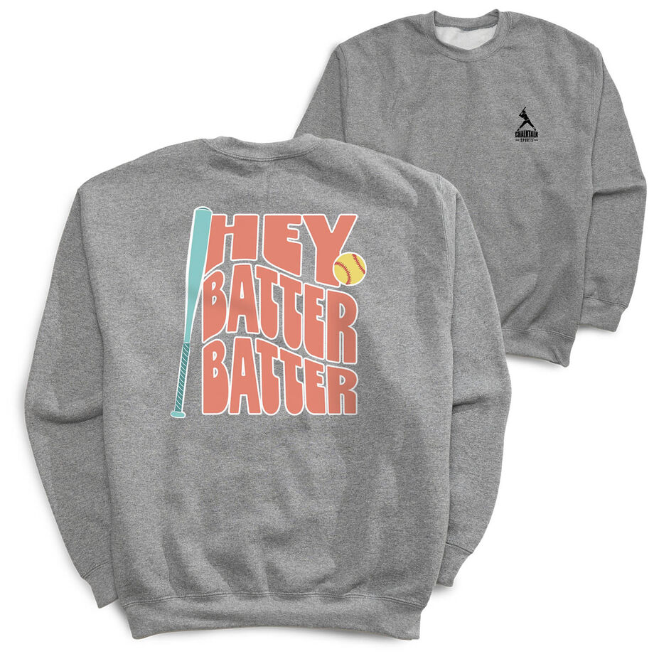 Softball Crewneck Sweatshirt - Hey Batter Batter (Back Design)