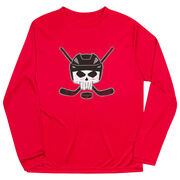 Hockey Long Sleeve Performance Tee - Hockey Helmet Skull