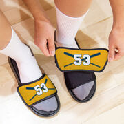 Softball Repwell&reg; Slide Sandals - Crossed Bats with Numbers