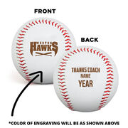 Engraved Baseball Front/Back - Thanks Coach with Team Logo