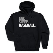 Baseball Hooded Sweatshirt - Eat Sleep Baseball Bold Text [Youth Large/Black] - SS