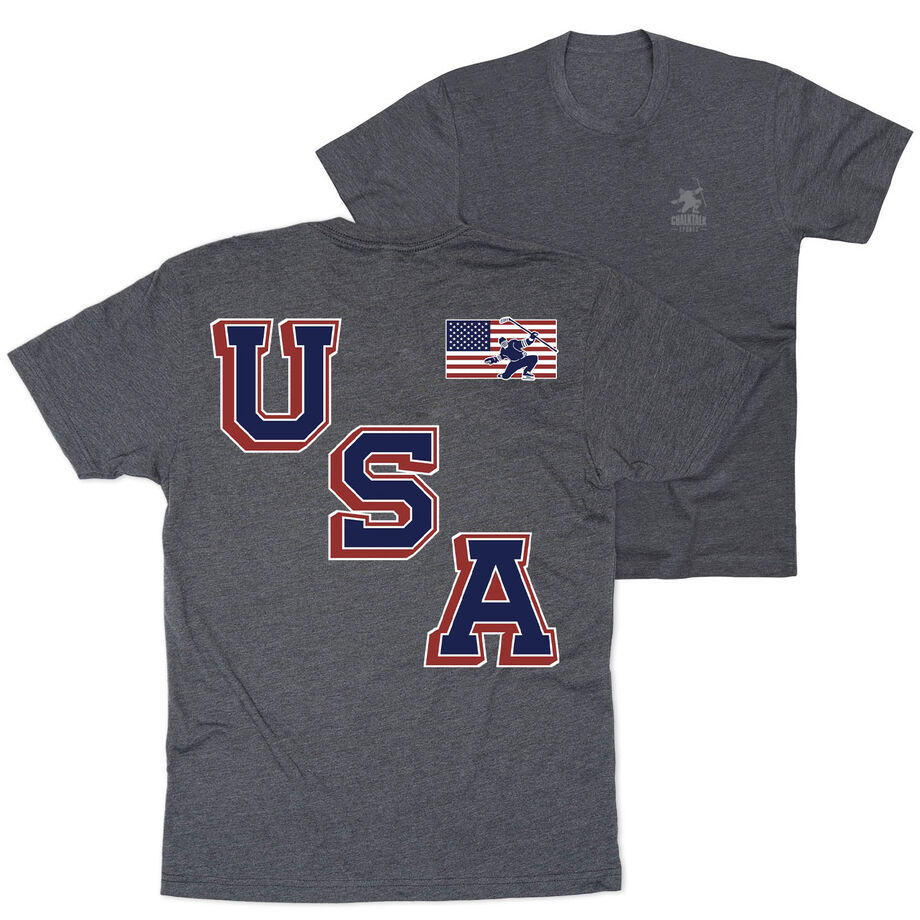 Hockey Short Sleeve T-Shirt - Hockey USA Gold (Back Design)