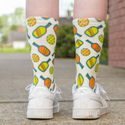 Pickleball Graphic Flex Mid-Calf Socks - Pickleball Doodle