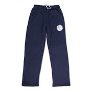 Volleyball Fleece Sweatpants - Volleyball Icon [Adult Small/Navy] - SS