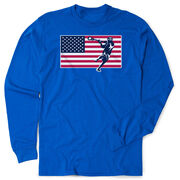 Guys Lacrosse Tshirt Long Sleeve - Patriotic Lacrosse