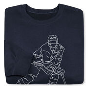 Hockey Crewneck Sweatshirt - Hockey Player Sketch