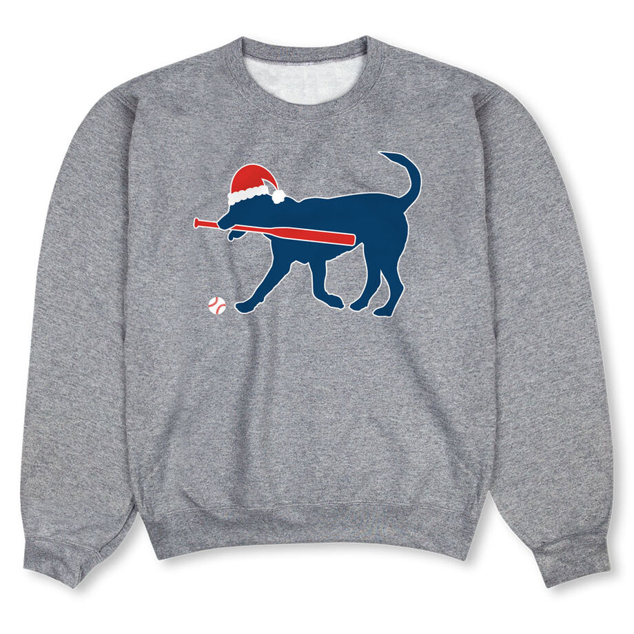 Baseball Crewneck Sweatshirt - Christmas Baseball Dog - Personalization Image