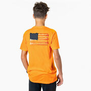 Guys Lacrosse Short Sleeve T-Shirt - American Flag (Back Design)