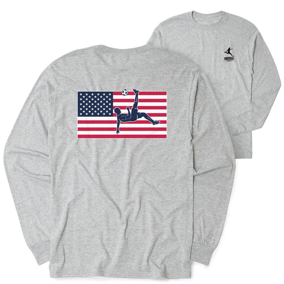 Soccer Tshirt Long Sleeve - Patriotic Soccer (Back Design)