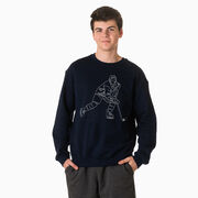 Hockey Crewneck Sweatshirt - Hockey Player Sketch