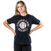 Baseball T-Shirt Short Sleeve - I'd Rather Be Playing Baseball Distressed