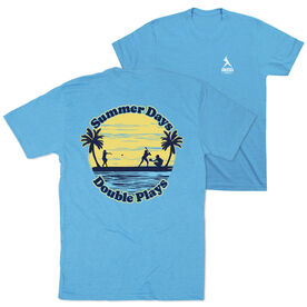 Softball Short Sleeve T-Shirt - Summer Days Double Plays (Back Design)