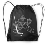 Hockey Drawstring Backpack - Hockey Goalie Sketch