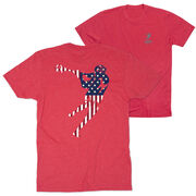 Guys Lacrosse Short Sleeve T-Shirt - American Flag Silhouette (Back Design)