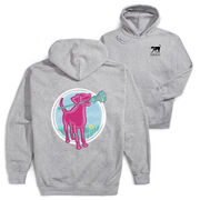 Girls Lacrosse Hooded Sweatshirt - Lacrosse Dog with Girl Stick (Back Design)