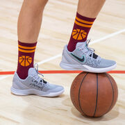 Basketball Woven Mid-Calf Socks - Ball (Maroon/Orange)