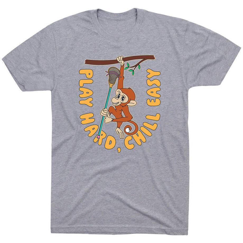 Guys Lacrosse Short Sleeve T-Shirt - Play Hard, Chill Easy