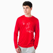 Basketball Long Sleeve Performance Tee - Basketball Player Sketch