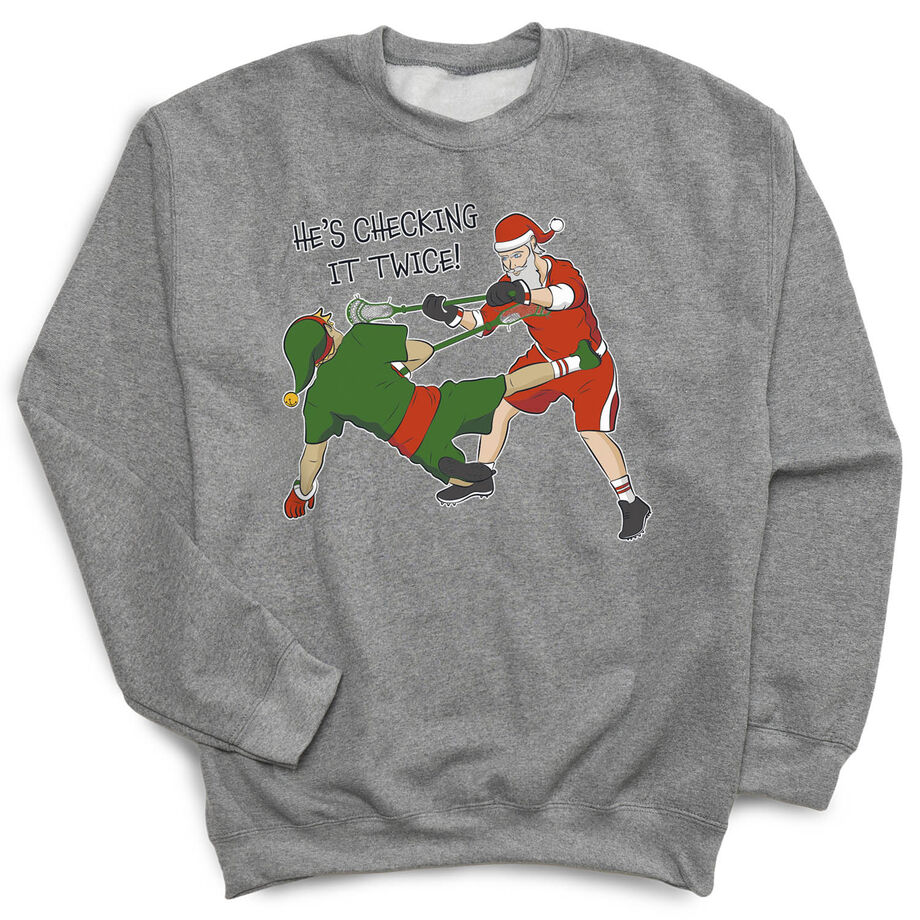 Guys Lacrosse Crewneck Sweatshirt - Checking It Twice Lacrosse