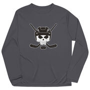 Hockey Long Sleeve Performance Tee - Hockey Helmet Skull