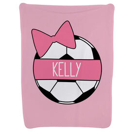 Soccer Baby Blanket - Personalized Soccer Ball Bow