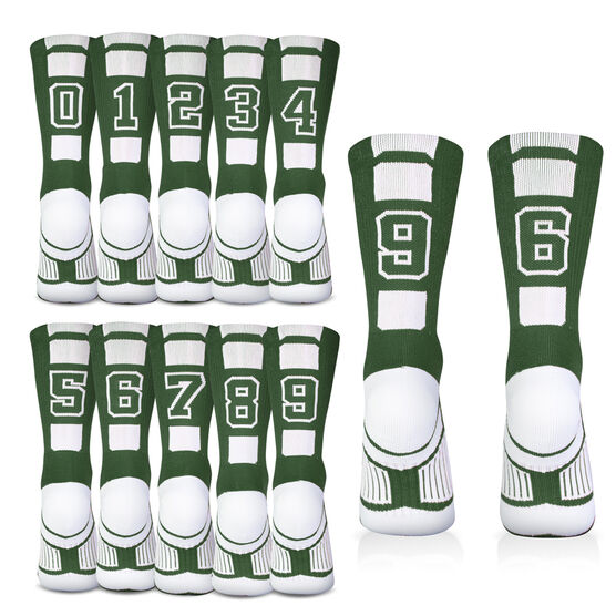 Team Number Woven Mid-Calf Socks - Green | ChalkTalkSPORTS