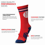 Baseball Woven Mid-Calf Socks - Red Striped
