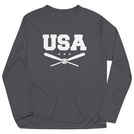 Baseball Long Sleeve Performance Tee - USA