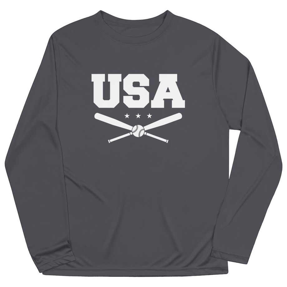 Baseball Long Sleeve Performance Tee - USA