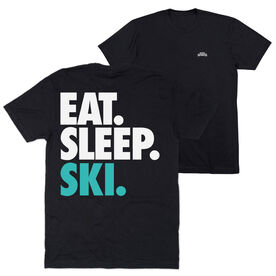 Skiing Short Sleeve T-Shirt - Eat Sleep Ski (Back Design)