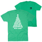 Girls Lacrosse Short Sleeve T-Shirt - Merry Laxmas Tree (Back Design) 