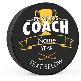 Personalized Thanks Coach with Player Hockey Puck