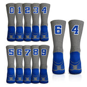 Team Number Woven Mid-Calf Socks - Gray/Blue