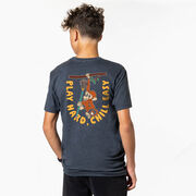 Guys Lacrosse Short Sleeve T-Shirt - Play Hard, Chill Easy (Back Design)