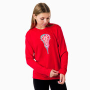 Girls Lacrosse Long Sleeve Performance Tee - Lacrosse Stick Heart