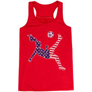 Soccer Flowy Racerback Tank Top - Girls Soccer Stars and Stripes Player