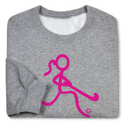 Field Hockey Crewneck Sweatshirt - Neon Pink Field Hockey Girl